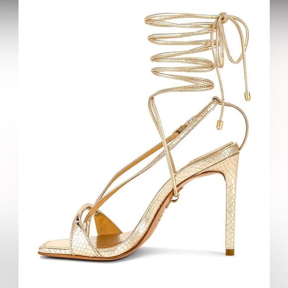 Shcutz Vikki golden heeled sandals, size 8 - Picture 5 of 14